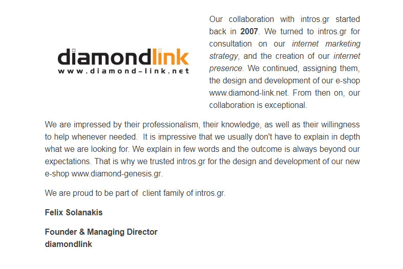 Solanakis Felix Founder - Managing Director of Diamond-link