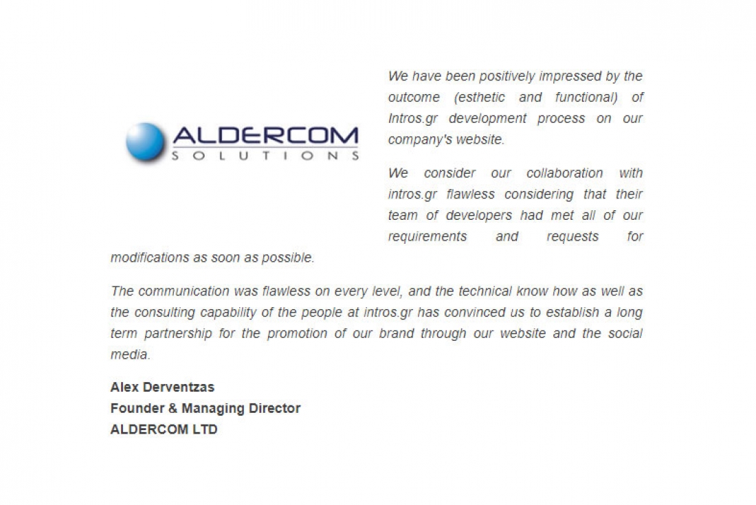 Alex Derventzas, Founder Aldercom Ltd